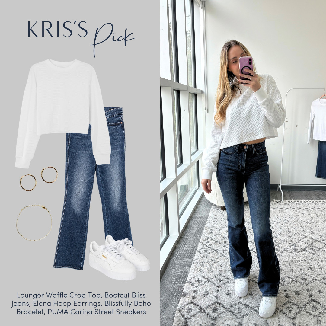 Lounger waffle crop top & Bootcut Bliss Jeans