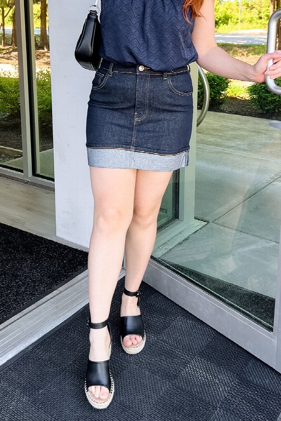 Classic Cut Denim Skirt