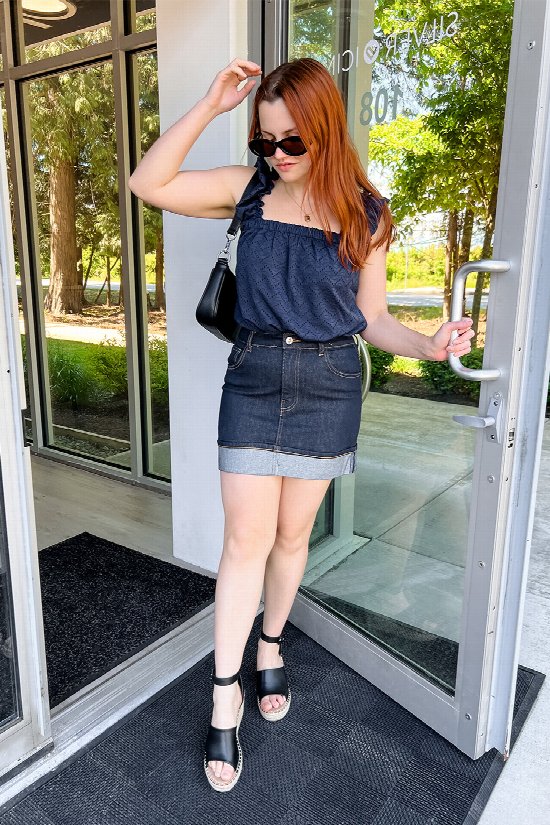 Classic Cut Denim Skirt