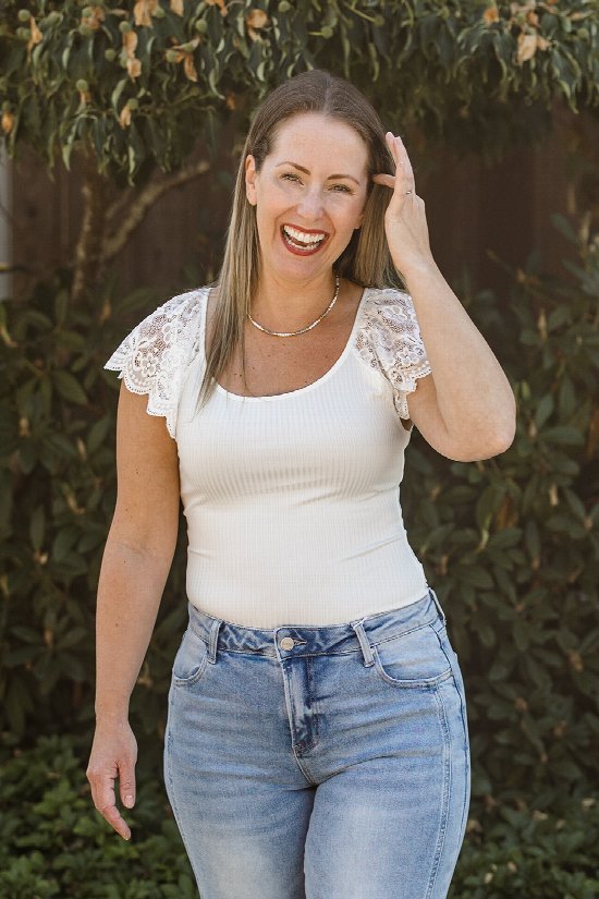 Elegant Lace Ribbed Top