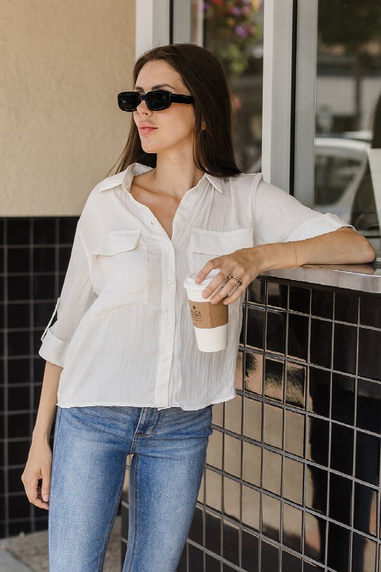 Happy Place Cuffed Shirt