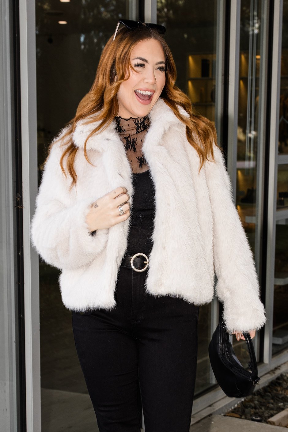 Hollywood Faux Fur Coat Silver Icing