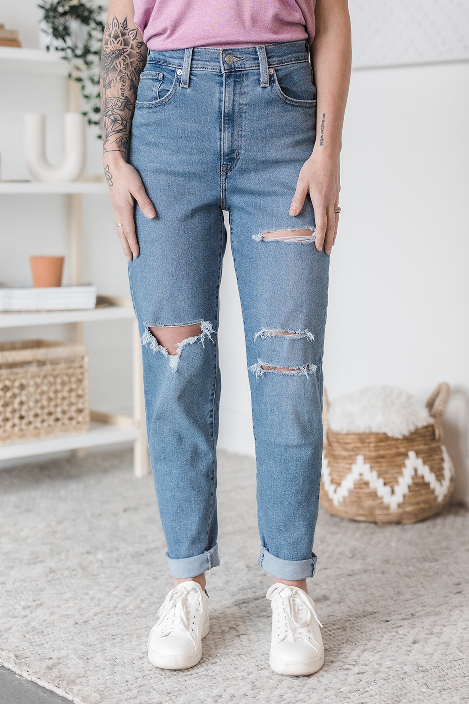 LEVI'S Distressed Mom Jeans | Silver Icing