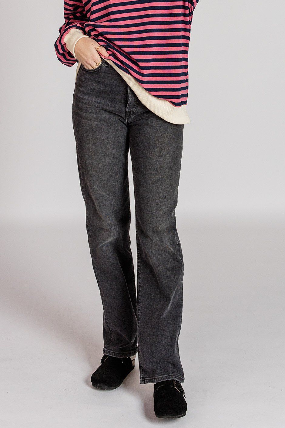 LEVI S Ribcage Straight Full Length Jeans Silver Icing