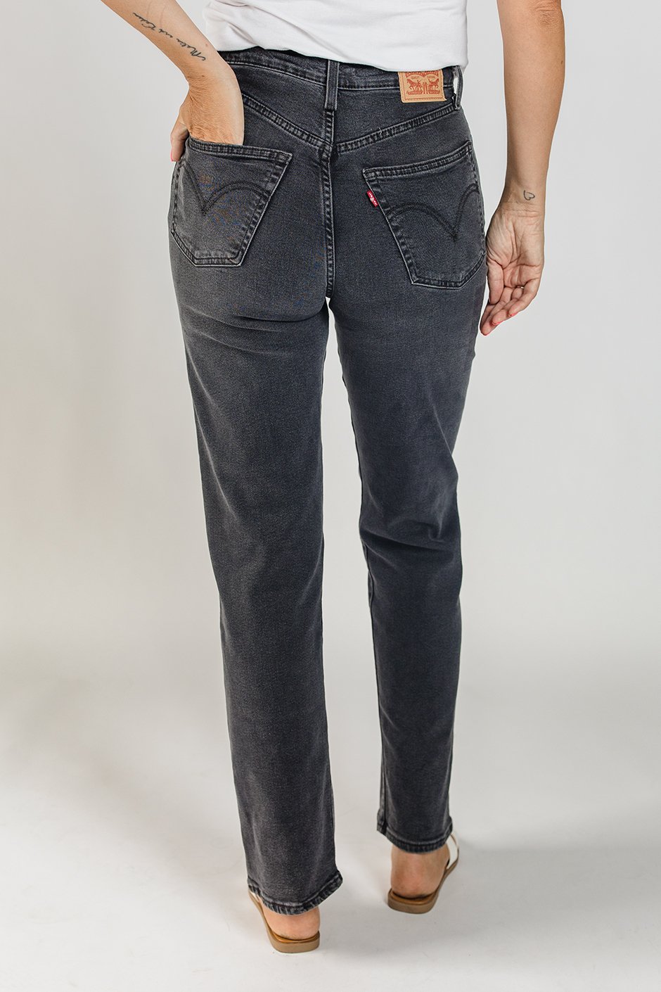 LEVI S Ribcage Straight Full Length Jeans Silver Icing