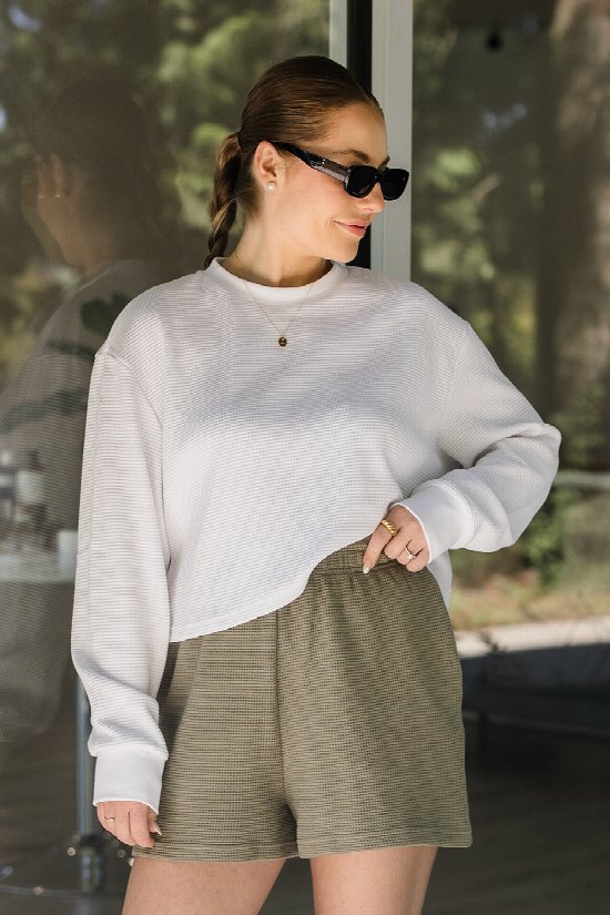 Lounger Waffle Crop Top