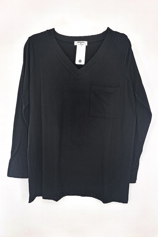 ZENANA Brushed Front Pocket Top