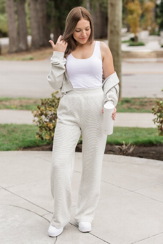On Trend Waffle Knit Wide Leg Pants