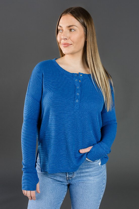 Perfect Staple Henley Waffle Top