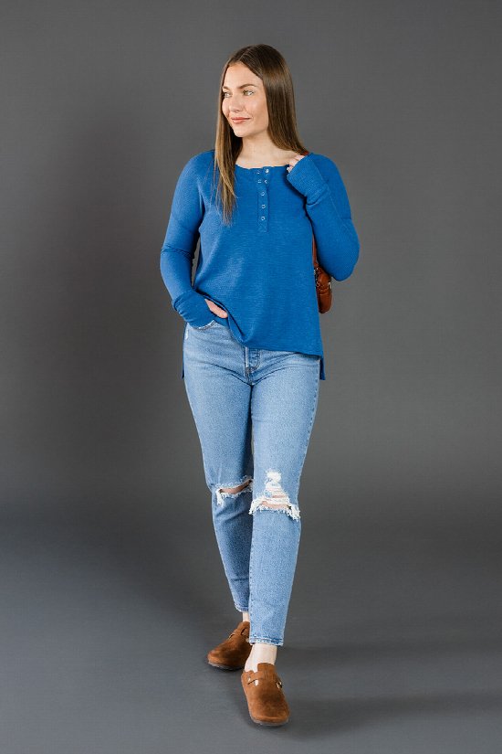 Perfect Staple Henley Waffle Top