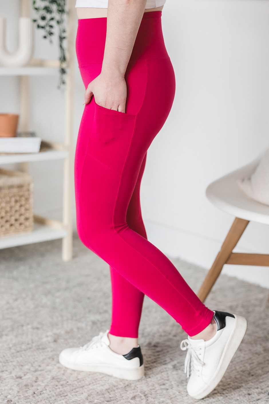 Pristine Pocket Leggings  CRANBERRY by Obsession Shapewear - East