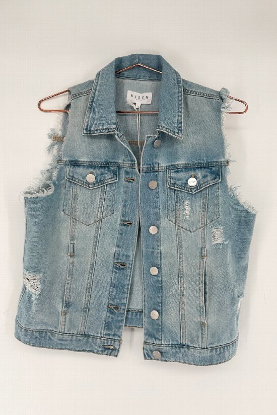 RISEN Distressed Denim Vest