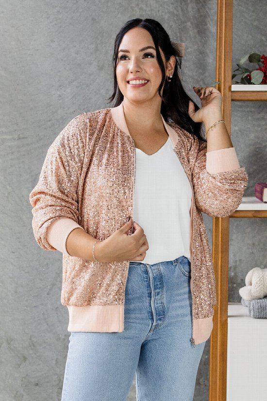 Shine All Night Sequin Bomber