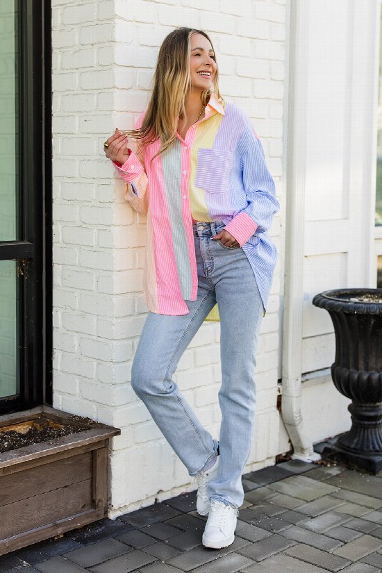 Sunburst Stripes Button Up Shirt