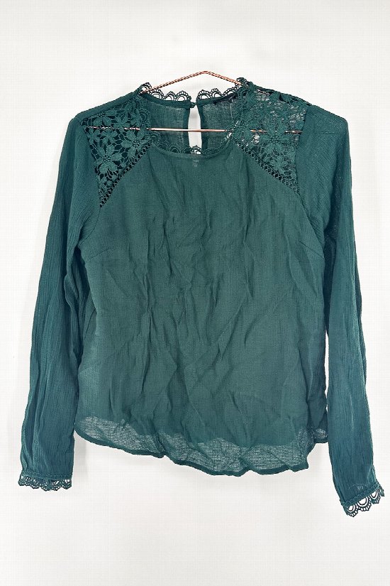 Blu Pepper Lace Trim Blouse