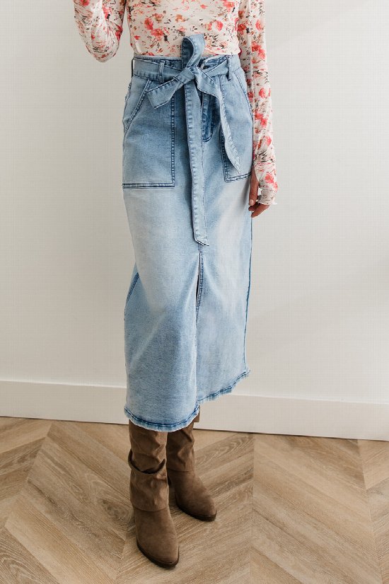 Tied & True Denim Skirt