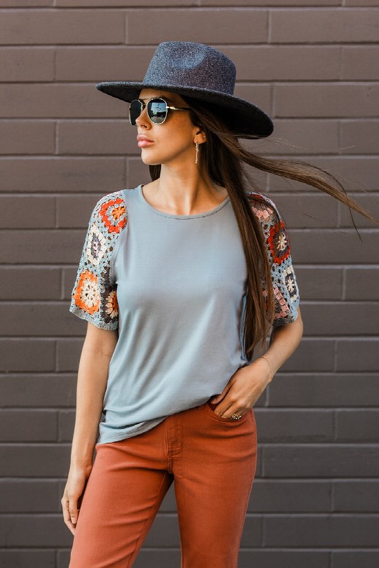 Touch of Boho Crochet Tee